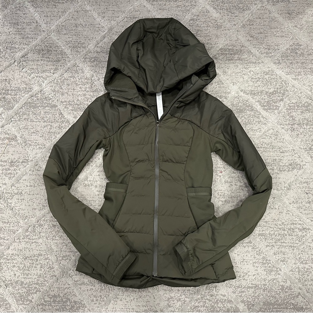 LULULEMON Down For It All Jacket Olive Green Size 0